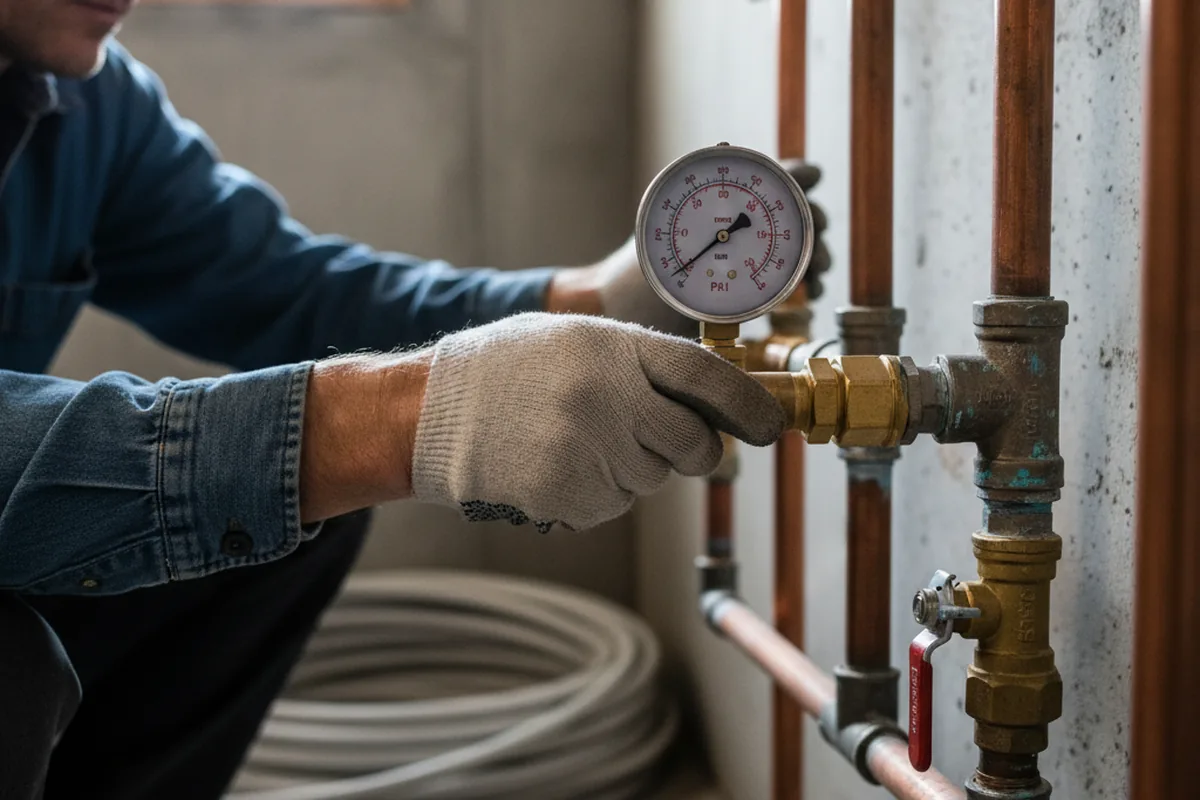 Pressure testing a repaired line during Water Line Repair in Madison